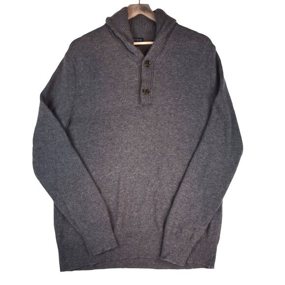 J.Crew Wool Blend Shawl Collar Sweater Men's Large Brown Cozy Minimalist Preppy - Picture 1 of 9